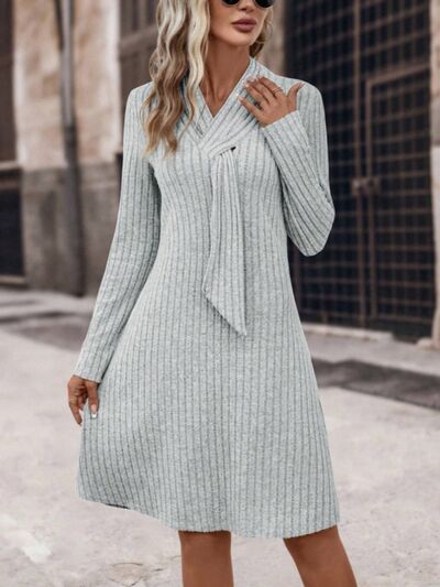 Ribbed Long Sleeve Sweater Dress